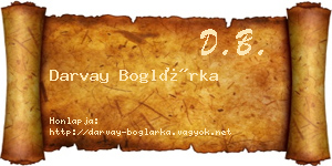 Darvay Boglárka névjegykártya