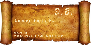 Darvay Boglárka névjegykártya